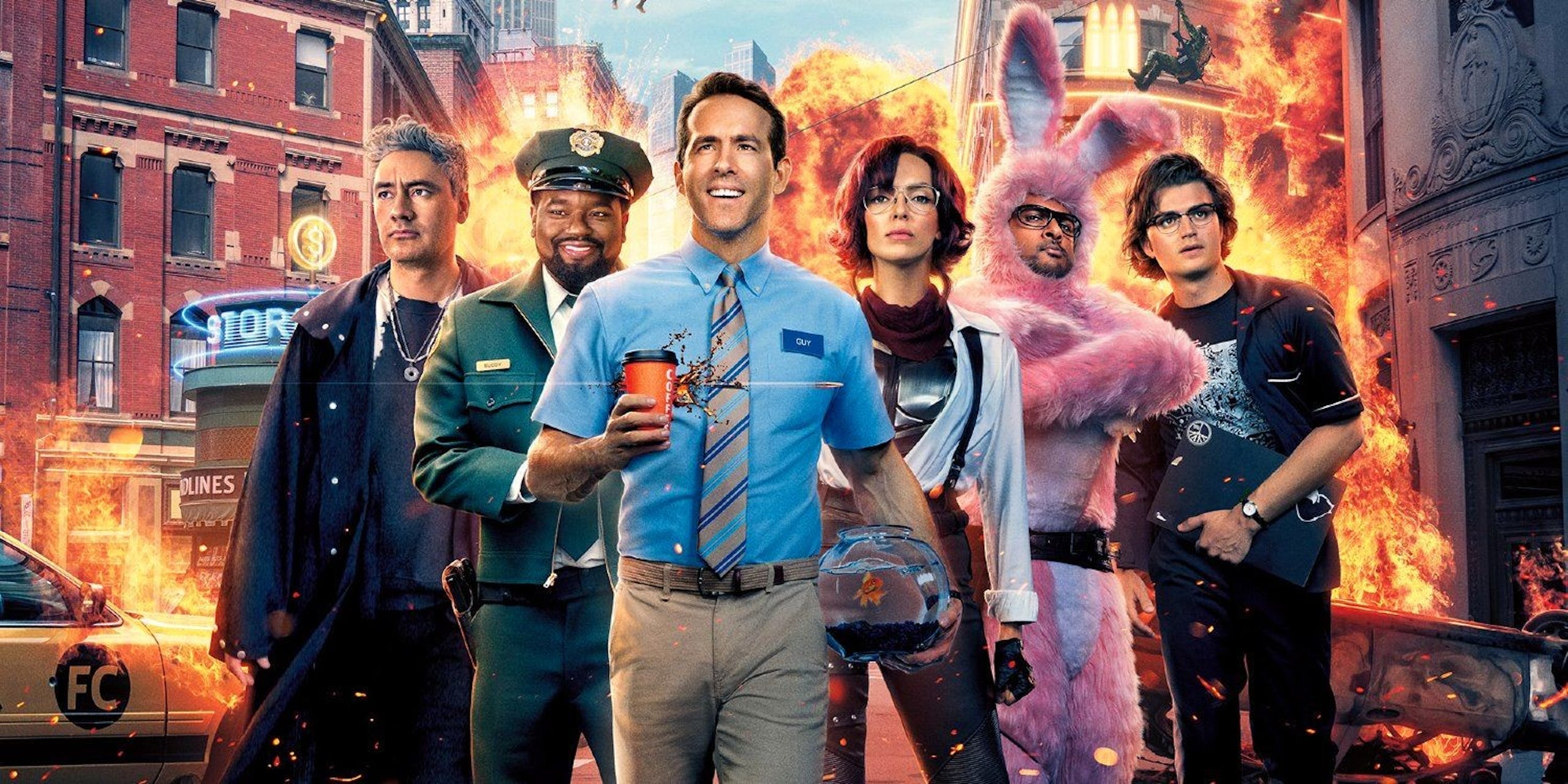 照片中提到了STOR、OLINES、FC，包含了自由人、瑞安·雷諾茲（Ryan Reynolds）、肖恩·利維、忍者、自由人