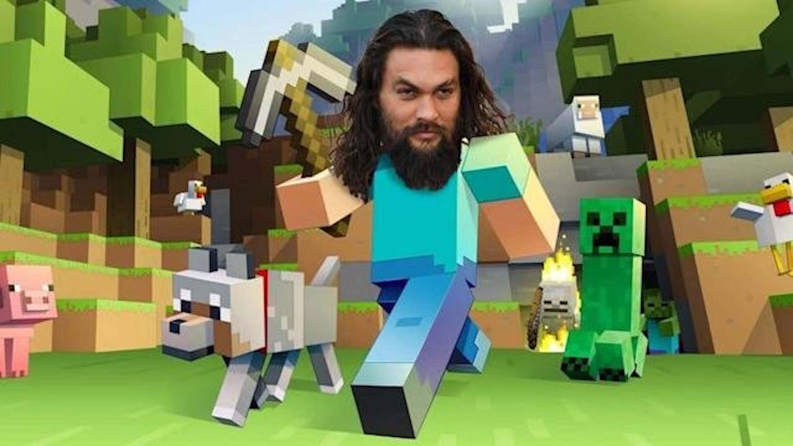 照片中包含了面對我的世界、傑森·莫瑪、我的世界、三星Gear VR、我的世界