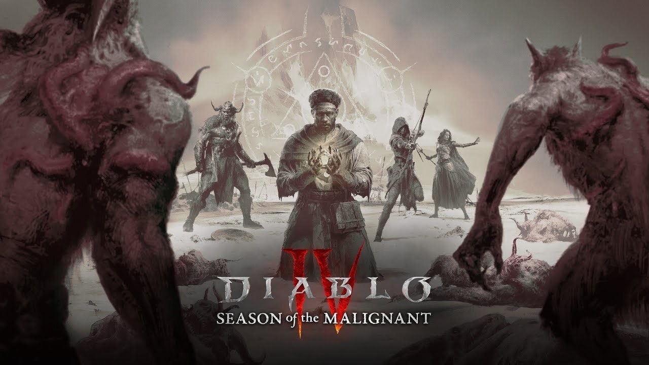 照片中提到了DIABLO、SEASON of the MALIGNANT，包含了暗黑破壞神4、羅德·弗格森、暗黑破壞神IV、暗黑破壞神III、暴雪娛樂