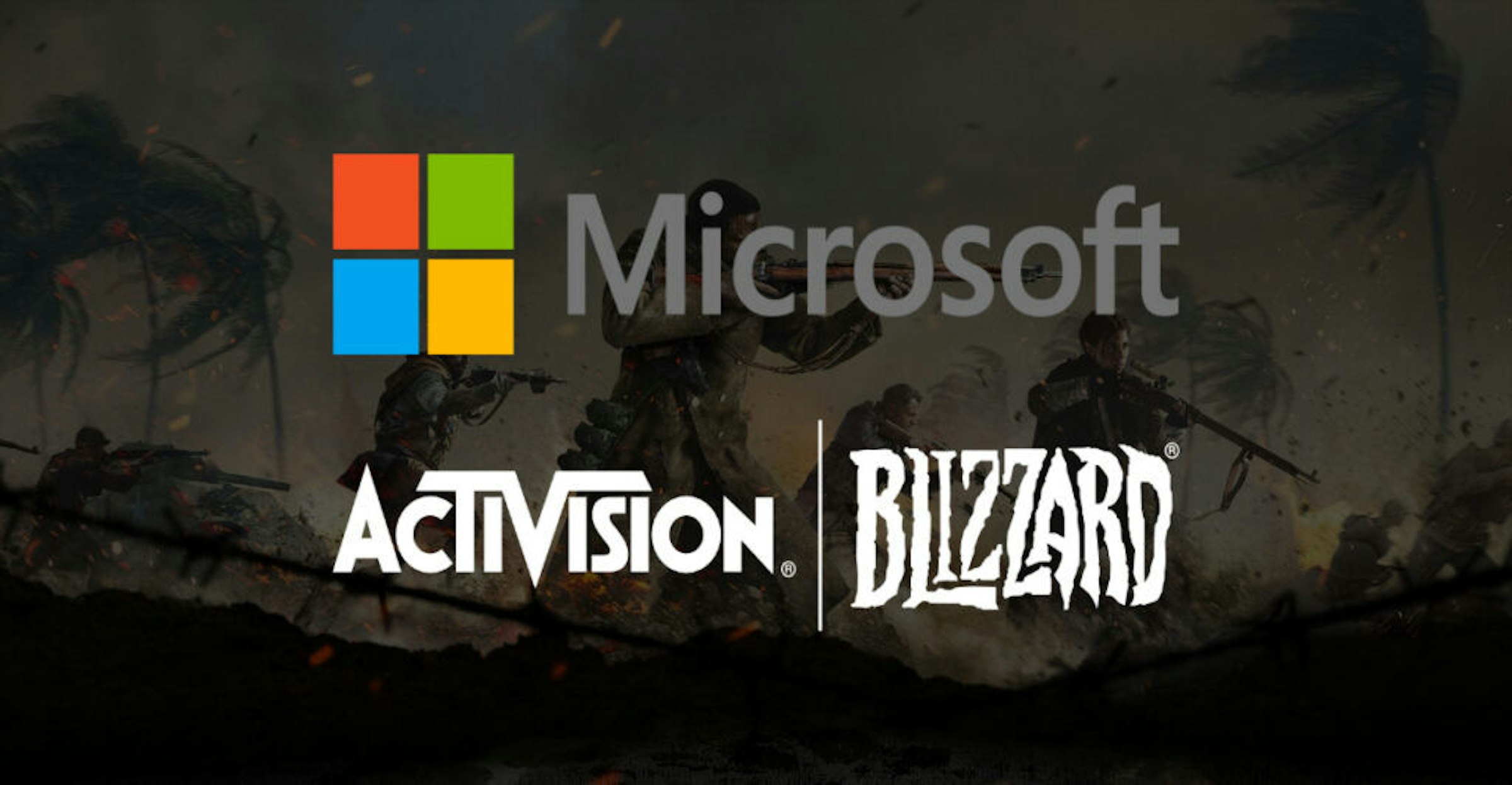 照片中提到了Microsoft、ACTIVISION BIZZARD，跟暴雪娛樂、微軟公司有關，包含了微軟收購動視暴雪、微軟收購動視暴雪、暗黑破壞神IV、動視暴雪、動視