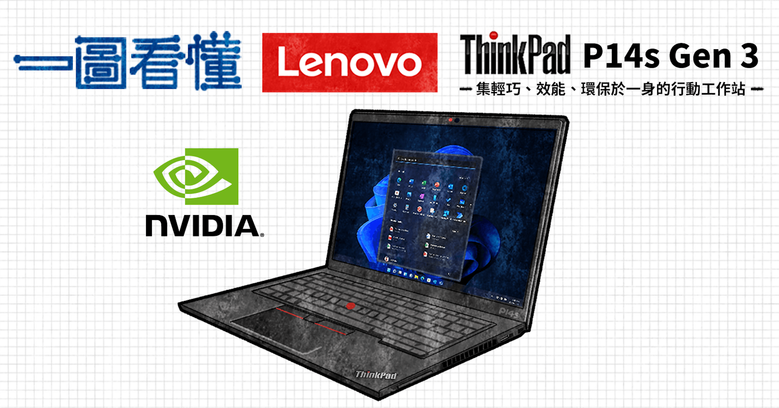 一圖看懂Lenovo ThinkPad P14s Gen 3 兼具輕薄、強韌、效能的14