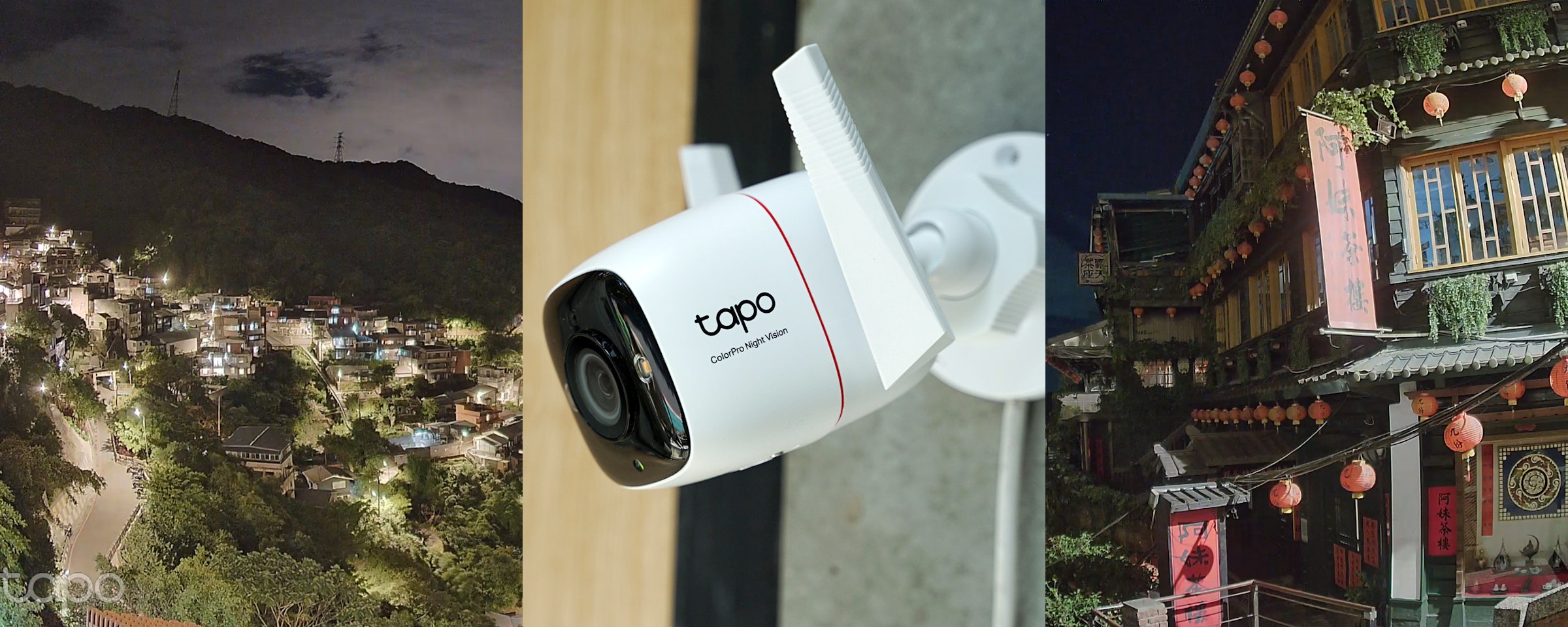 照片中提到了Boog、tapo、ColorPro Night Vision，跟Oppo、奧迪有關，包含了樹、樹
