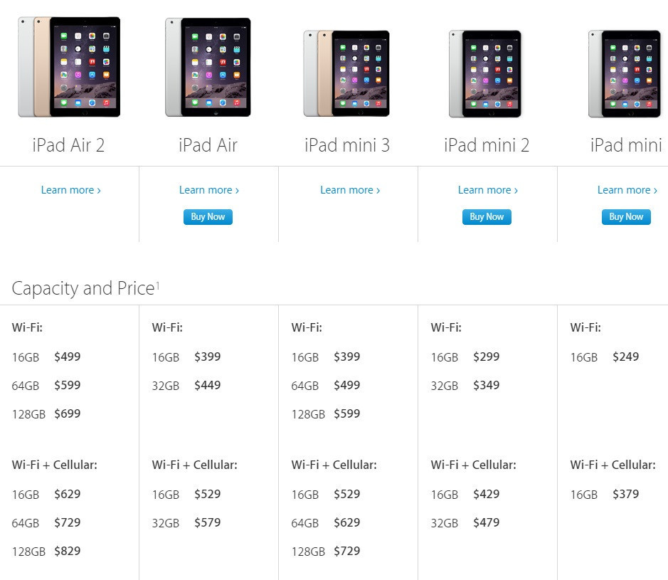 iPad Air 2 /iPad mini 3全系列登場，便宜到貴任君選擇，容量規格與