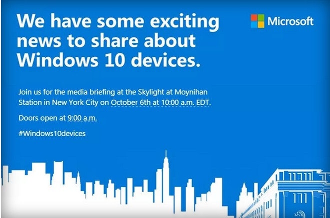 是微軟將於 10 月 6 日發表 Surface Pro 4 以及 Lumia 新手機這篇文章的首圖