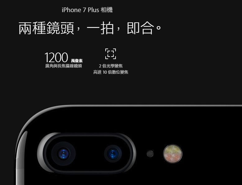 iPhone 7 Plus 採用雙主相機設計並稱為光學變焦，不過雙主相機設計其實 