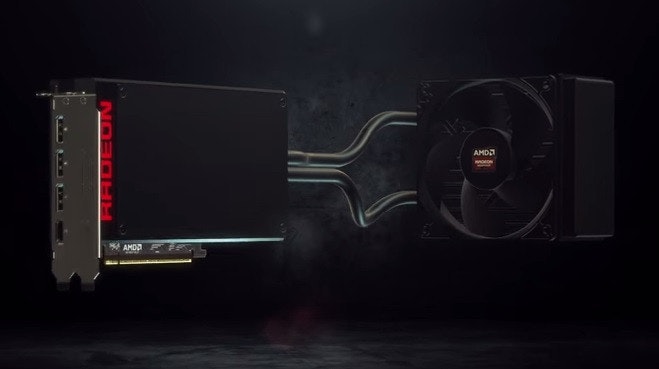 是AMD 正式於 E3 發表採用 HBM 記憶體的旗艦卡 Radeon Fury X ，採短卡搭配水冷設計這篇文章的首圖