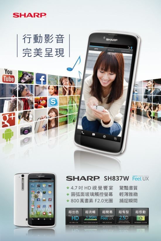 是4.7 吋 720p 平價 Android 手機 Sharp SH837W 正式公佈這篇文章的首圖