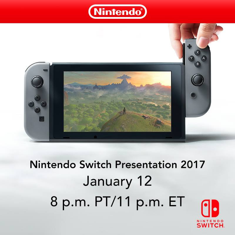任天堂正式宣布Switch 將在台灣2017 年1 月13 日舉辦媒體活動，同時