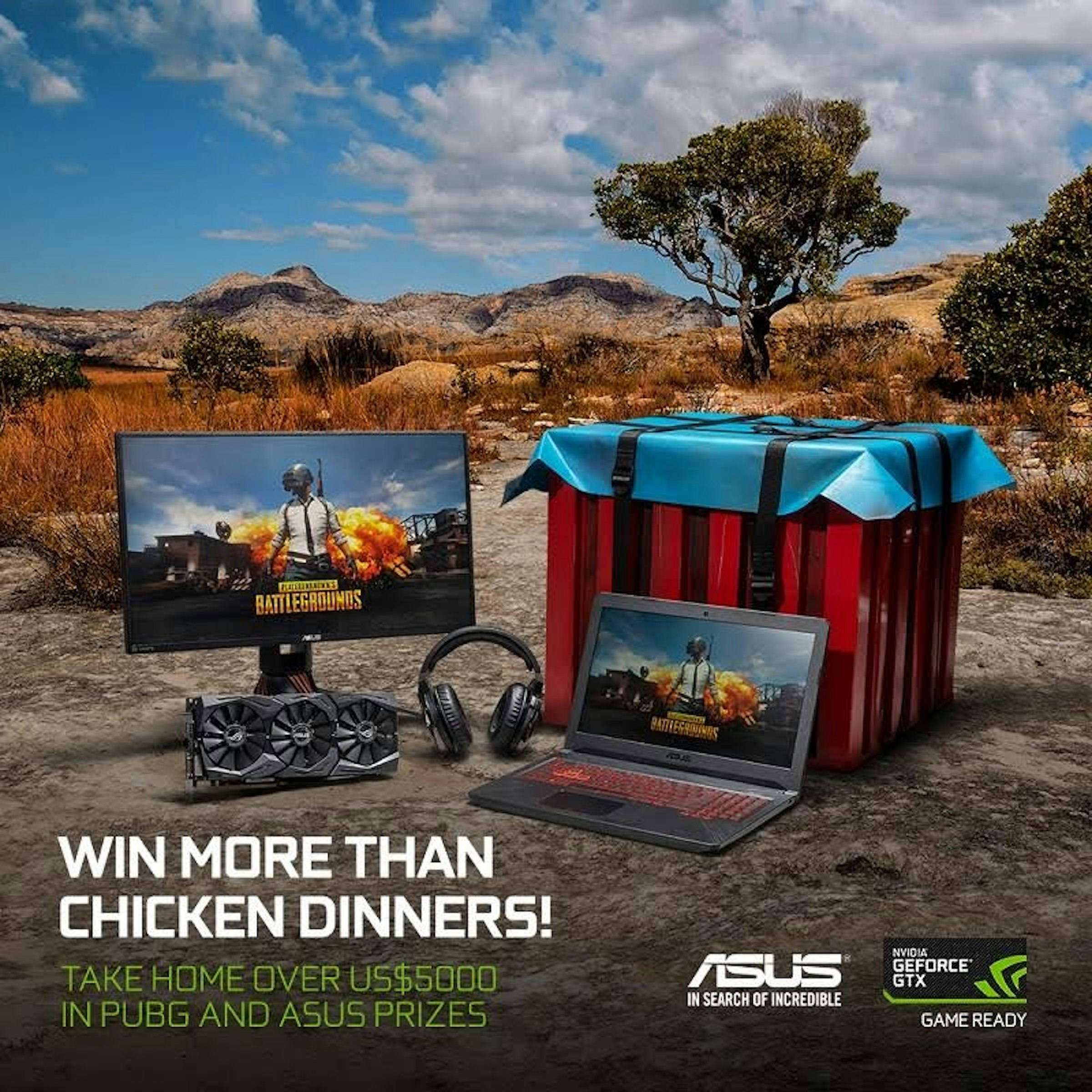 PlayerUnknown's Battlegrounds, Advertising, Landscape, Travel, Vacation, BATLEGROUNDSWIN MORE THANCHICKEN DINNERS!TAKE HOME OVER US$5000IN PUBG AND ASUS PRIZES8 GEFORCEGTXIN SEARCH OF INCREDIBLEGAME READY, BATLEGROUNDS, WIN, MORE, THAN, CHICKEN, DINNERS!, TAKE, HOME, OVER, US$5000, IN, PUBG, AND, ASUS, PRIZES, GEFORCE, GTX, IN, SEARCH, OF, INCREDIBLE, GAME, READY, advertising, landscape, sky, travel, tourism, recreation, vacation, BATLEGROUNDSWIN MORE THANCHICKEN DINNERS!TAKE HOME OVER US$5000IN PUBG AND ASUS PRIZES8 GEFORCEGTXIN SEARCH OF INCREDIBLEGAME READY, Asus, PlayerUnknown的戰場，廣告，景觀，旅遊，度假，BATLEGROUNDSWIN更多的THANCHICKEN餐廳！首頁超過5000美元的PUBG和華碩PRIZES8 GEFORCEGTXIN搜索INCREDIBLEGAME就緒，BATLEGROUNDS，WIN，MORE，THAN，雞，餐廳！，TAKE，HOME，OVER ，US $ 5000，IN，PUBG，和華碩，PRIZES，GEFORCE，GTX，IN，SEARCH，OF，INCREDIBLE，GAME，READY，advertising，landscape，sky，travel，tourism，recreation，vacation，BATLEGROUNDSWIN THANCHICKEN DINNERS！TAKE主頁超過5000美元的PUBG和華碩獎8 GEFORCEGTXIN搜索INCREDIBLEGAME就緒，華碩