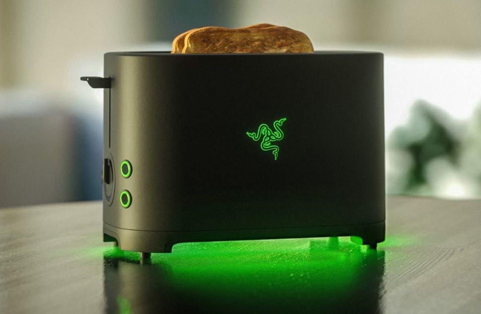 Razer Inc., , Toaster, Toast, Gamer, Computer keyboard, Video Games, Computer mouse, April Fool's Day, Joke, razer toaster, Green, Toaster, Small appliance, Home appliance
