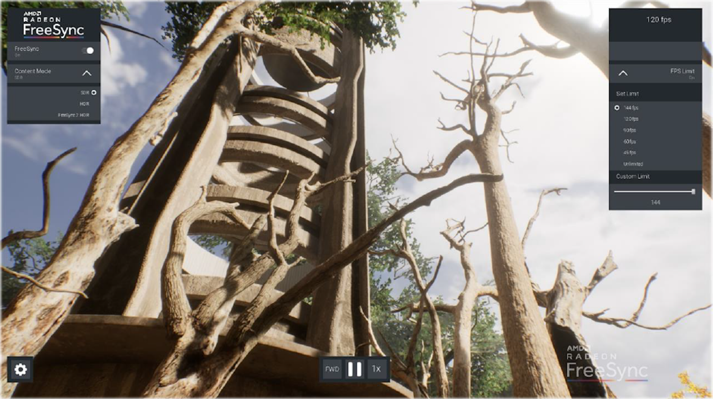 , /m/083vt, FreeSync, Advanced Micro Devices, Retail, Television show, Consumer, Computer Monitors, Refresh rate, Wood, branch, Tree, Branch, Plant, Trunk, Woody plant, Adaptation, Twig, Screenshot, Wood, Plant stem