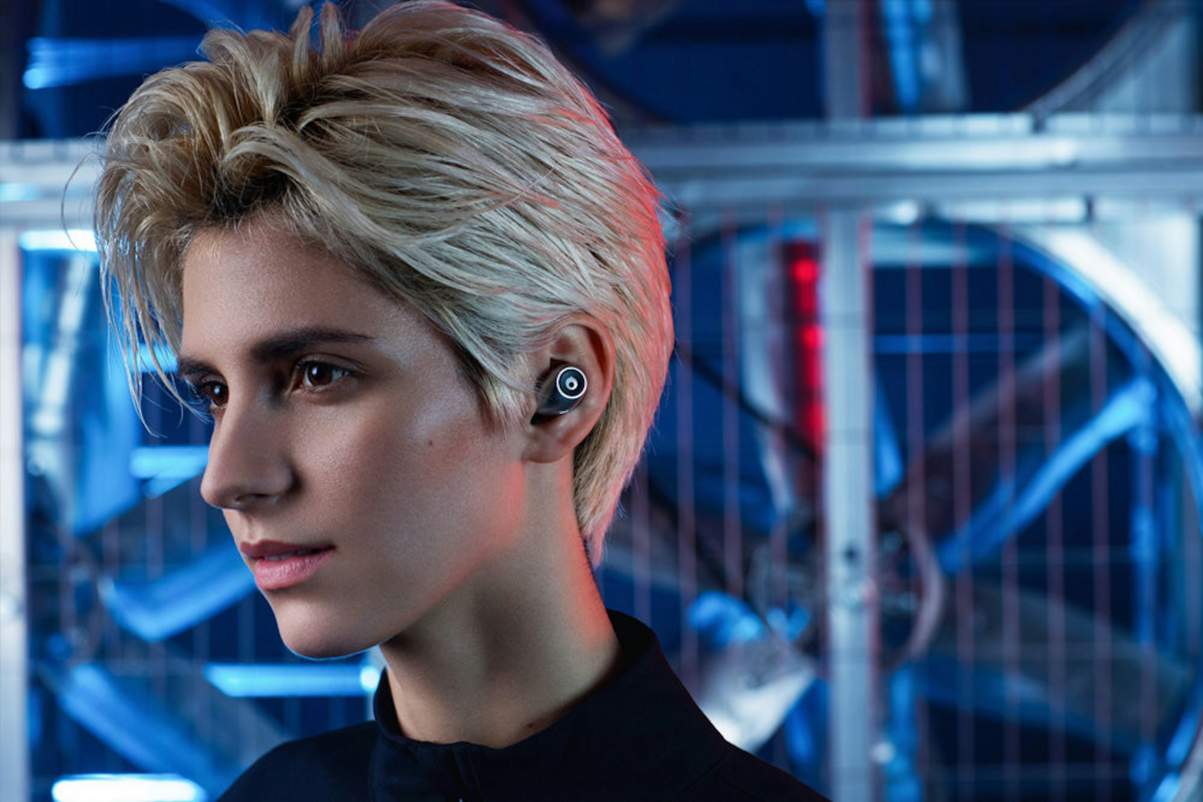 crazybaby Air, Headphones, Wireless, CrazyBaby Air Nano Earbuds, True Wireless In-ear Headphones, Écouteur, Bluetooth, Virtual surround, In-ear monitor, The Morph TREK Collapsible Travel Foam Roller by Brazyn Life, crazybaby Air, Hair, Face, Blue, Hairstyle, Blond, Electric blue, Eyebrow, Chin, Beauty, Lip