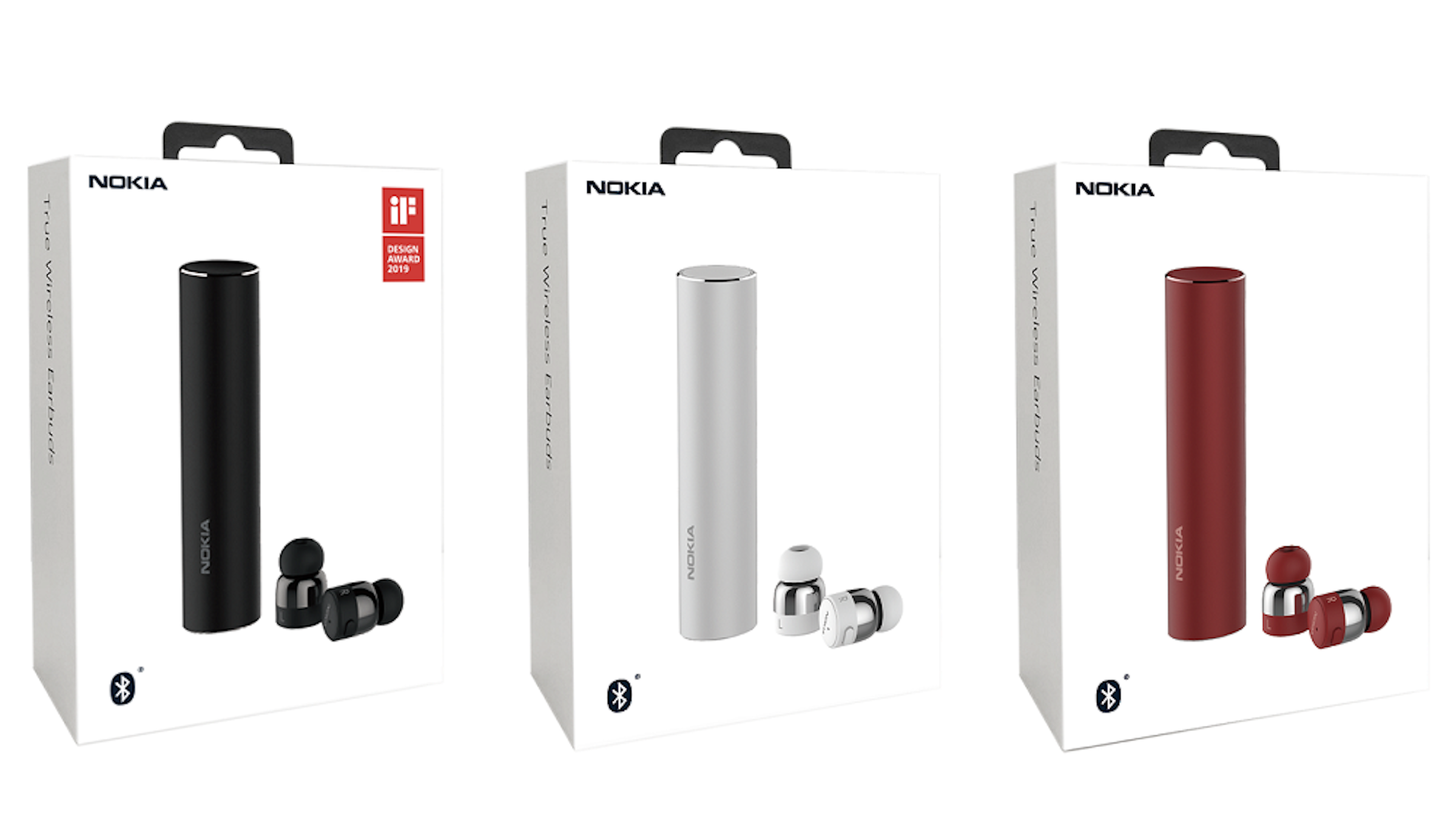 Nokia True Wireless In-Ear Headphones, , Nokia, Headphones, Smartphone, Red, True Wireless Earbuds, HMD Global, Silver, Wireless, hardware, Product, Cylinder, Technology, Electronic device, Gadget
