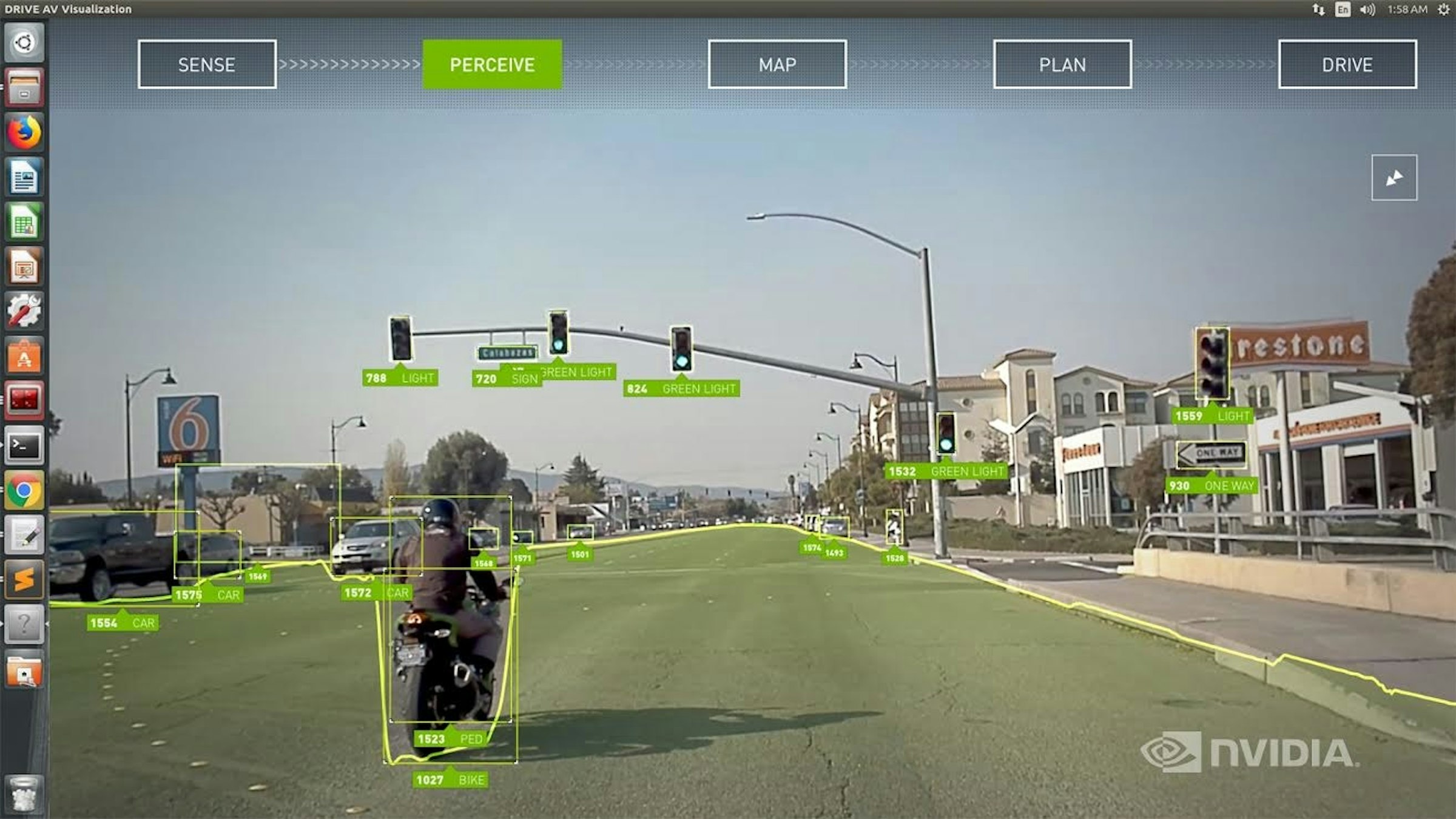 Car, The International Consumer Electronics Show, Nvidia, , Self-driving car, Drive PX-series, Advanced driver-assistance systems, System, Vehicle-to-everything, Driving, nvidia, road, car, metropolitan area, residential area, vehicle, sky, lane, screenshot, intersection, tree