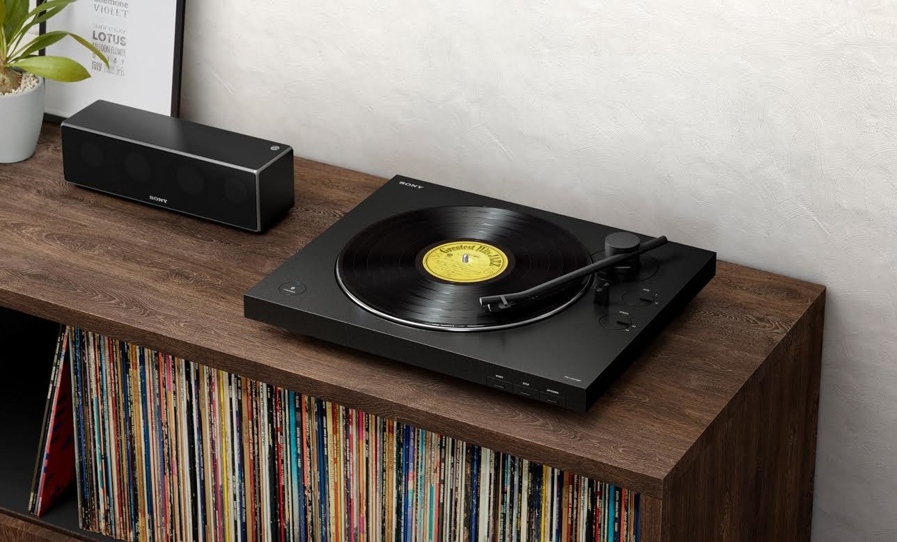 Sony Corporation, , Sony PS-LX310BT Stereo Turntable with Bluetooth, Turntable, Loudspeaker, Sony, Phonograph, Bluetooth, Wireless, Sony PlayStation, sony lx310bt, Record player, Electronics, Technology, Media player, Dvd player, Room, Electronic device, Audio equipment, Wood, Cd player