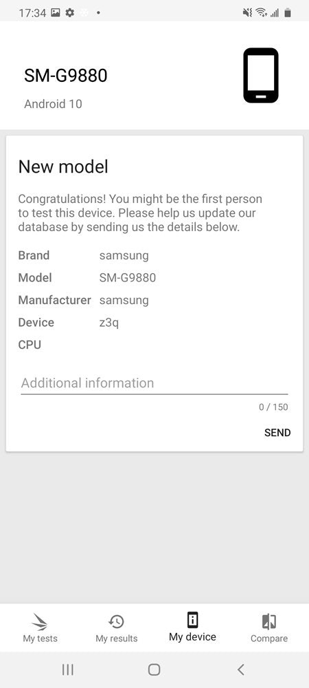 照片中提到了17:34 E ¢、SM-G9880、Android 10,跟权威技术有关,包含了屏幕截图、屏幕截图、角度、黑白M、线