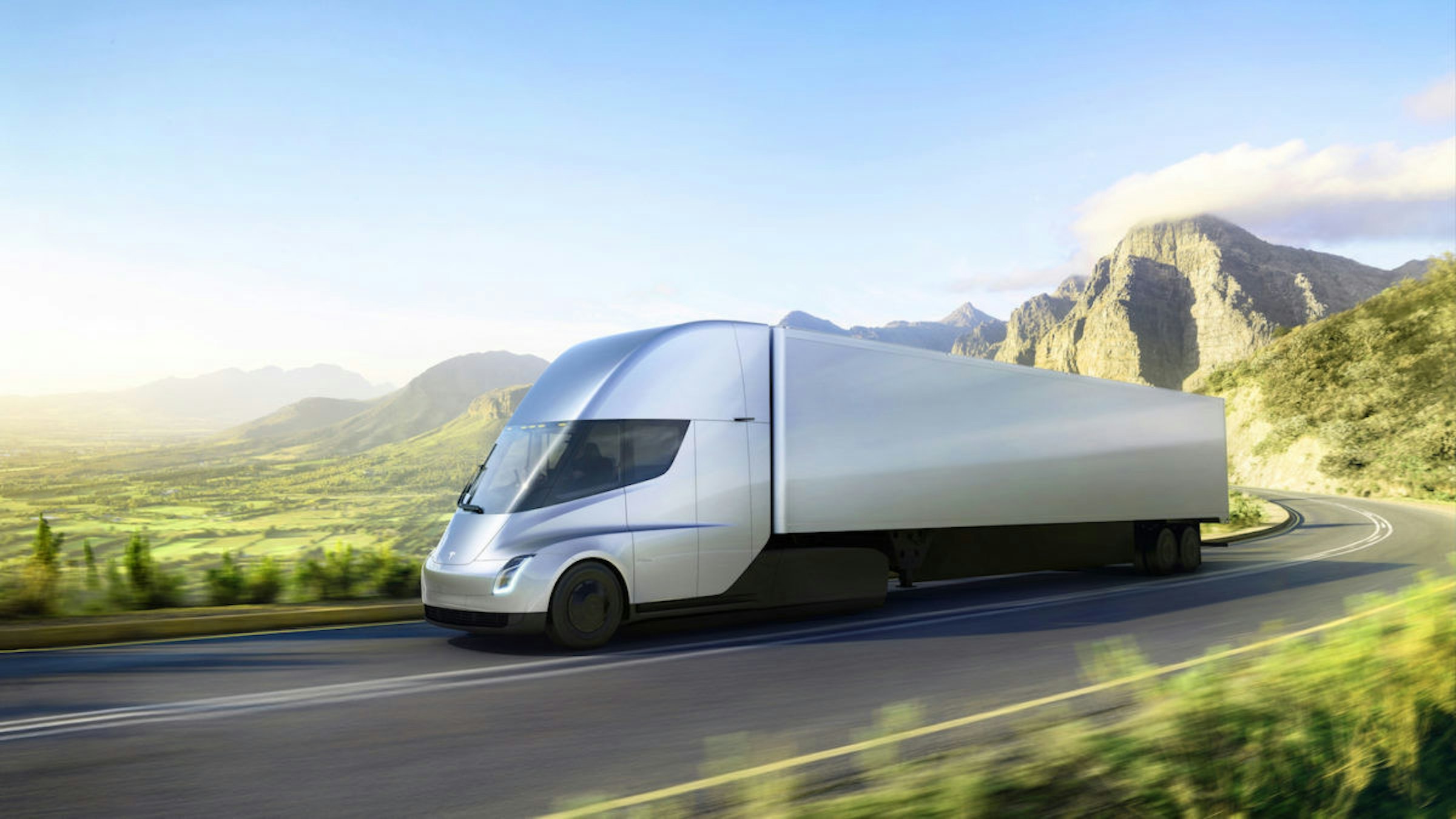 照片中包含了特斯拉半卡車、特斯拉半、特斯拉公司、電動車、特斯拉Model 3
