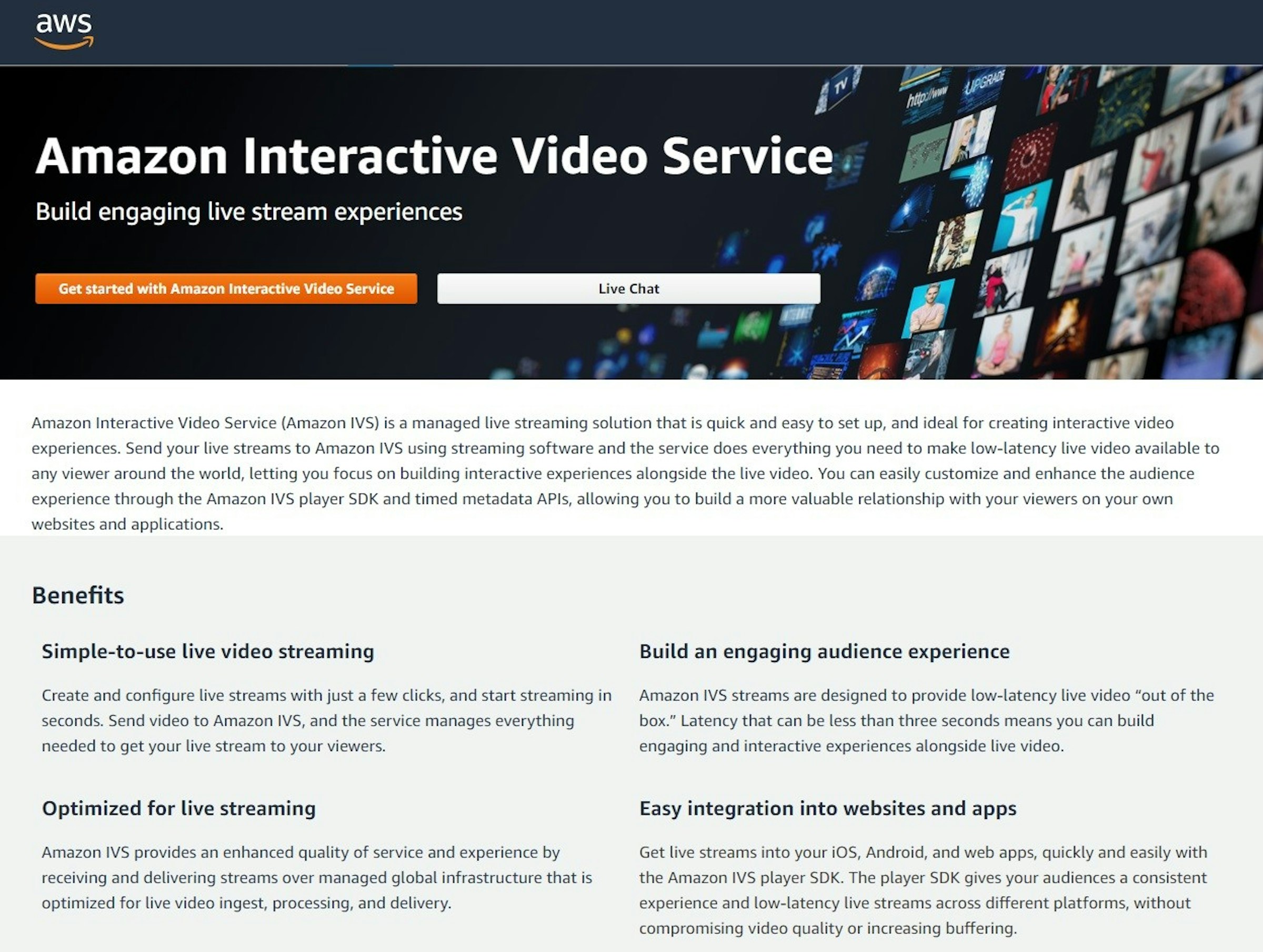 照片中提到了aws、http://wPGRADE、Amazon Interactive Video Service，包含了安蒙迪、數碼展示廣告、在線廣告、網頁、牌