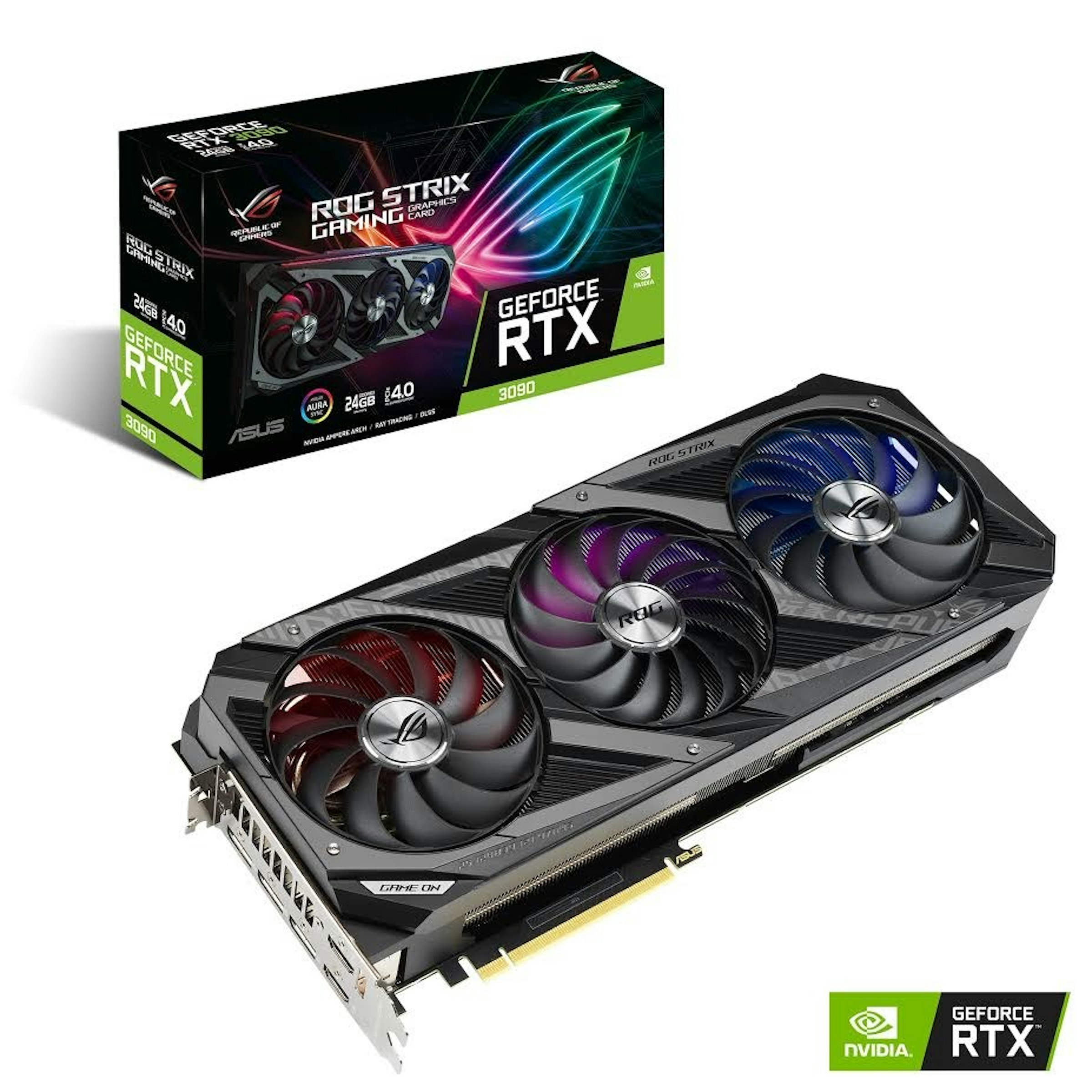 照片中提到了GEFORCE、ROG STRIX、GAMING D，跟英偉達有關，包含了rog strix rtx 2070 8g遊戲、華碩ROG STRIX GeForce RTX 2070 8GB GDDR6顯卡STRIX-RTX2070-O8G-GA、ROG STRIX系列、GDDR6 SDRAM、華碩