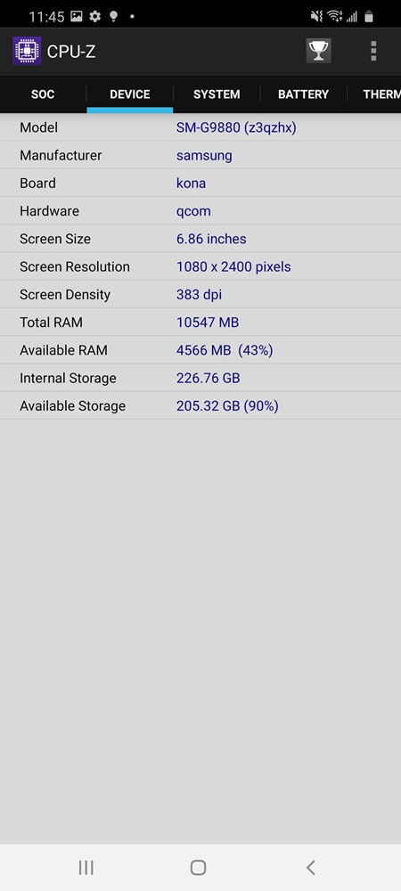 照片中提到了A CPU-Z、SOc、DEVICE，包含了cpu z三星s9加、三星Galaxy S9、三星Galaxy A80、三星、三星Galaxy Note 10