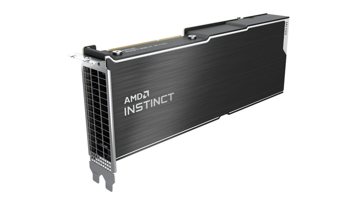 照片中提到了AMDA、INSTINCT，跟Advanced Micro Devices公司有關，包含了圖形處理單元、英偉達、電腦、AMD Radeon本能Mi25加速器Q1K38A