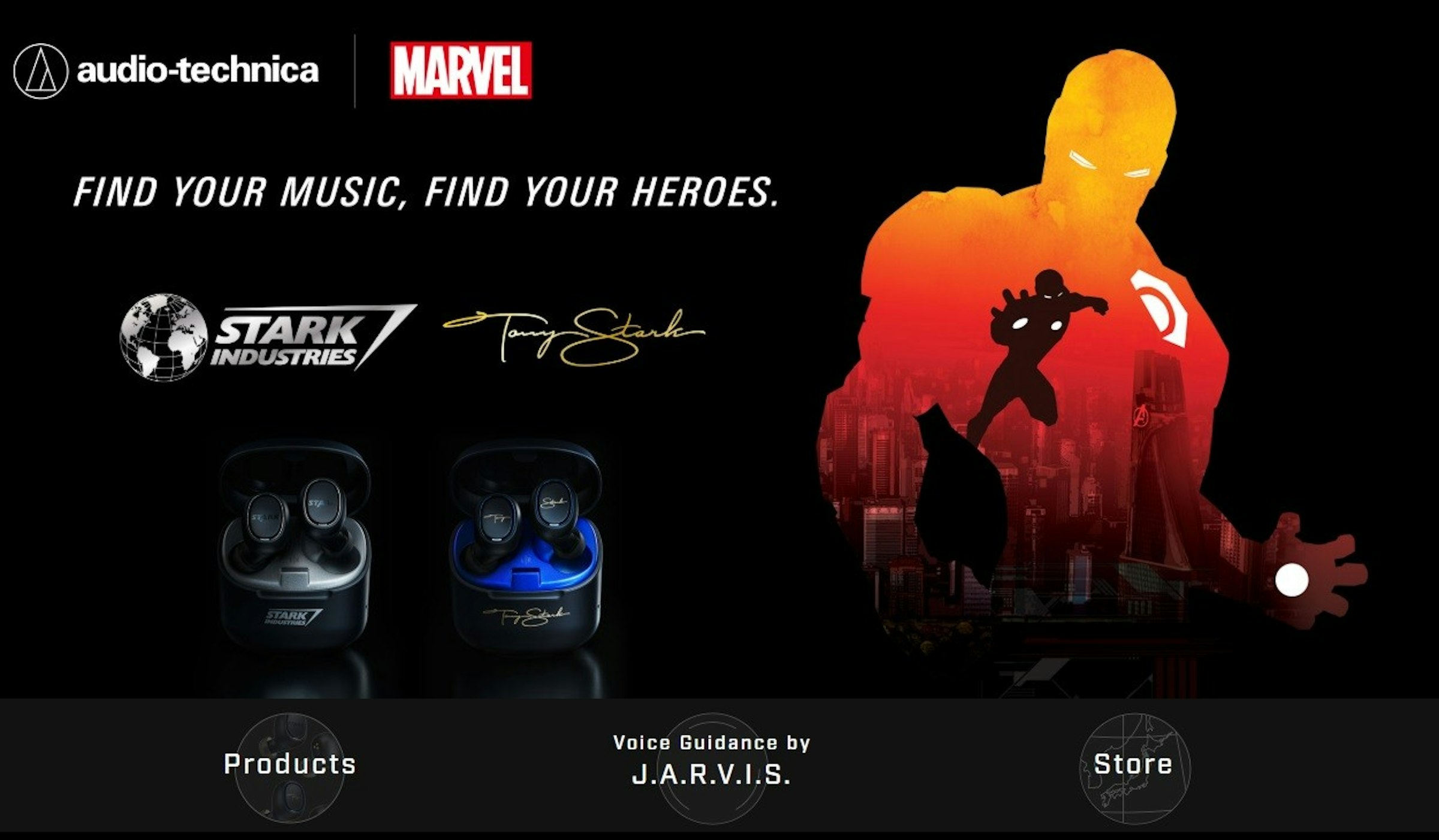 照片中提到了(A) audio-technica、MARVEL、FIND YOUR MUSIC, FIND YOUR HEROES.，跟漫威漫畫、國際論文有關，包含了鋼鐵俠2、平面設計、漫威英雄2016、產品設計、牌