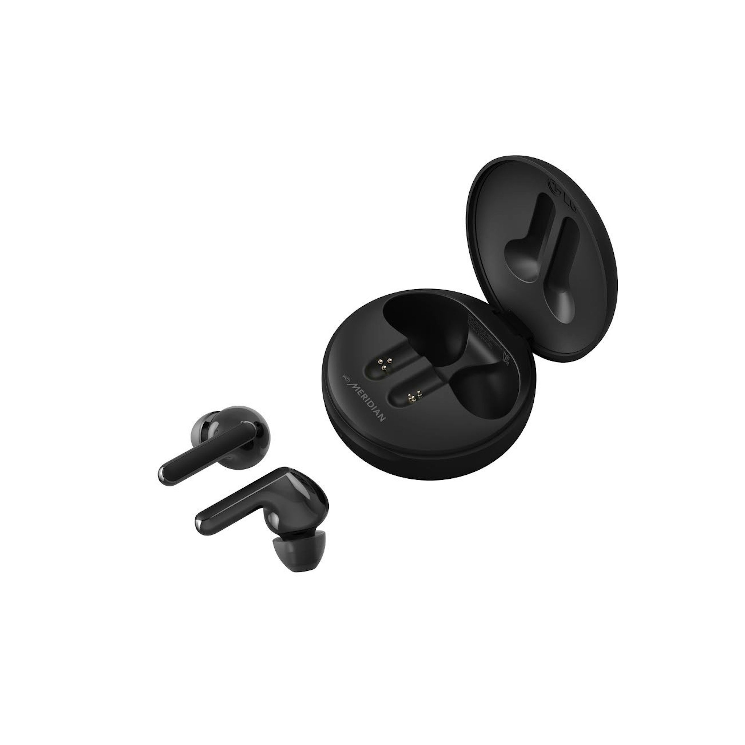 照片中提到了weth MERIDIAN，跟美國人道主義有關，包含了lg耳塞、LG TONE HBS-FN6、耳塞、LG、無線