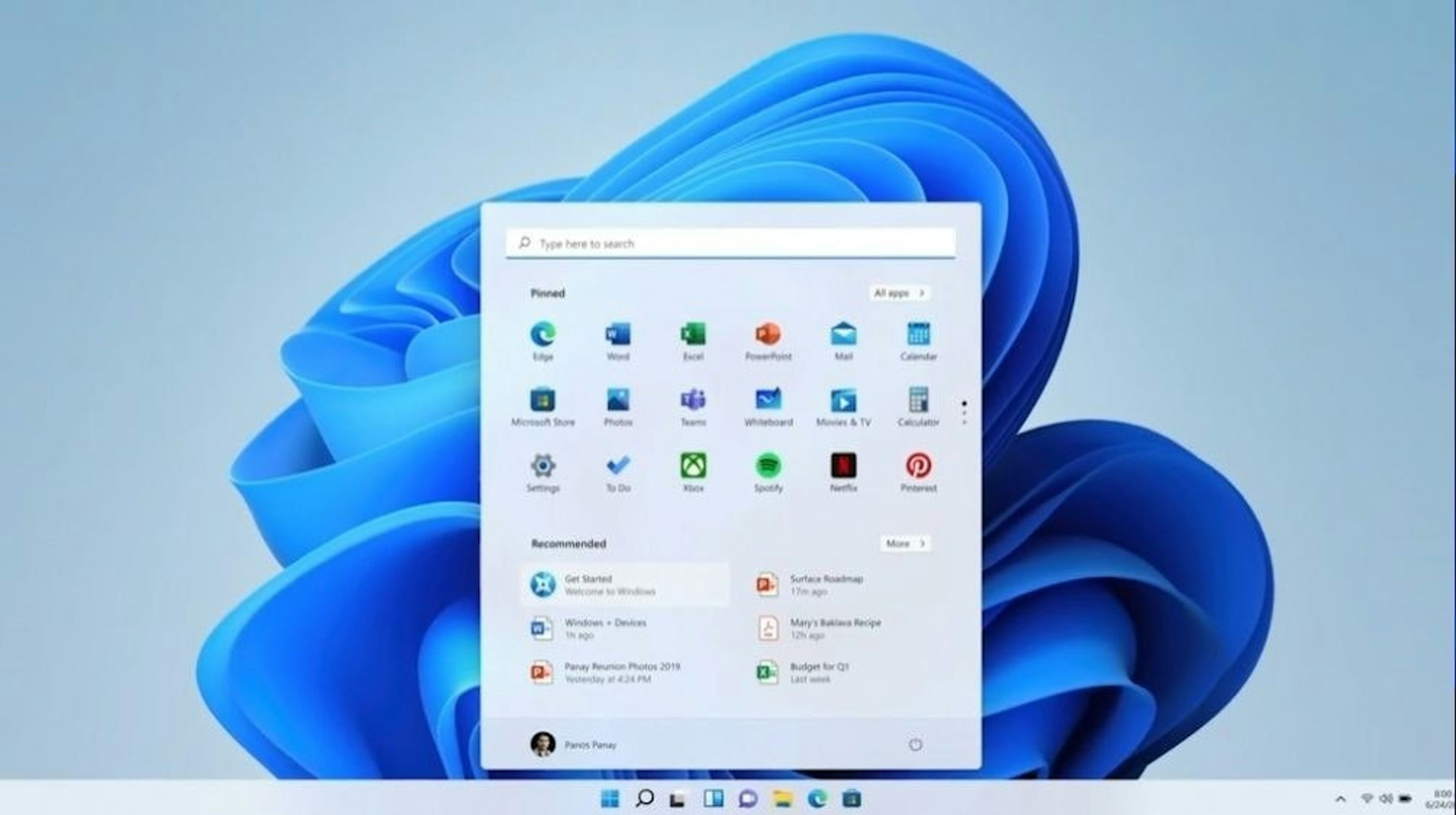 照片中提到了P Type here to search、Pinned、All p，包含了窗口 11、窗口 11、微軟Windows、微軟公司、操作系統