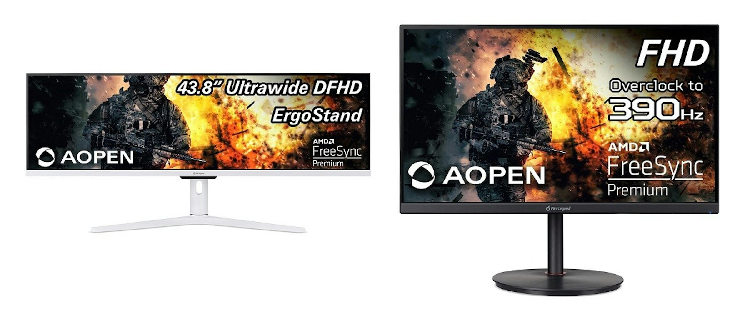 照片中提到了FHD、43.8 Ultrawide DFHD、ErgoStand，跟建Open、建Open有關，包含了展示廣告、顯示卡、電腦顯示器、遊戲電腦顯示器、1920 x 1080