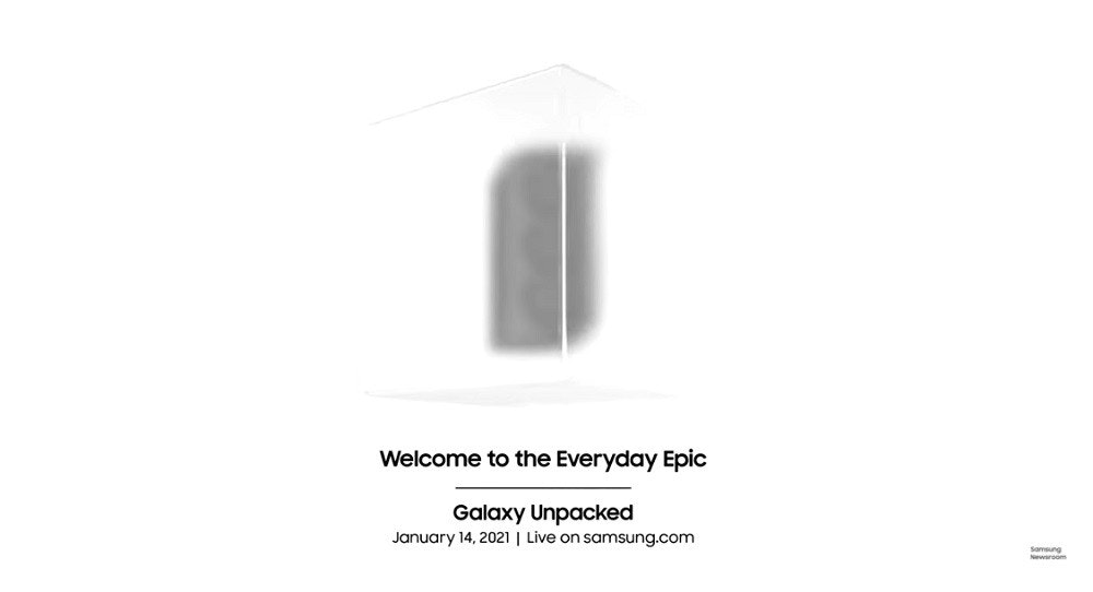 照片中提到了Welcome to the Everyday Epic、Galaxy Unpacked、January 14, 2021 | Live on samsung.com，包含了角度、產品設計、牌、產品、儀表