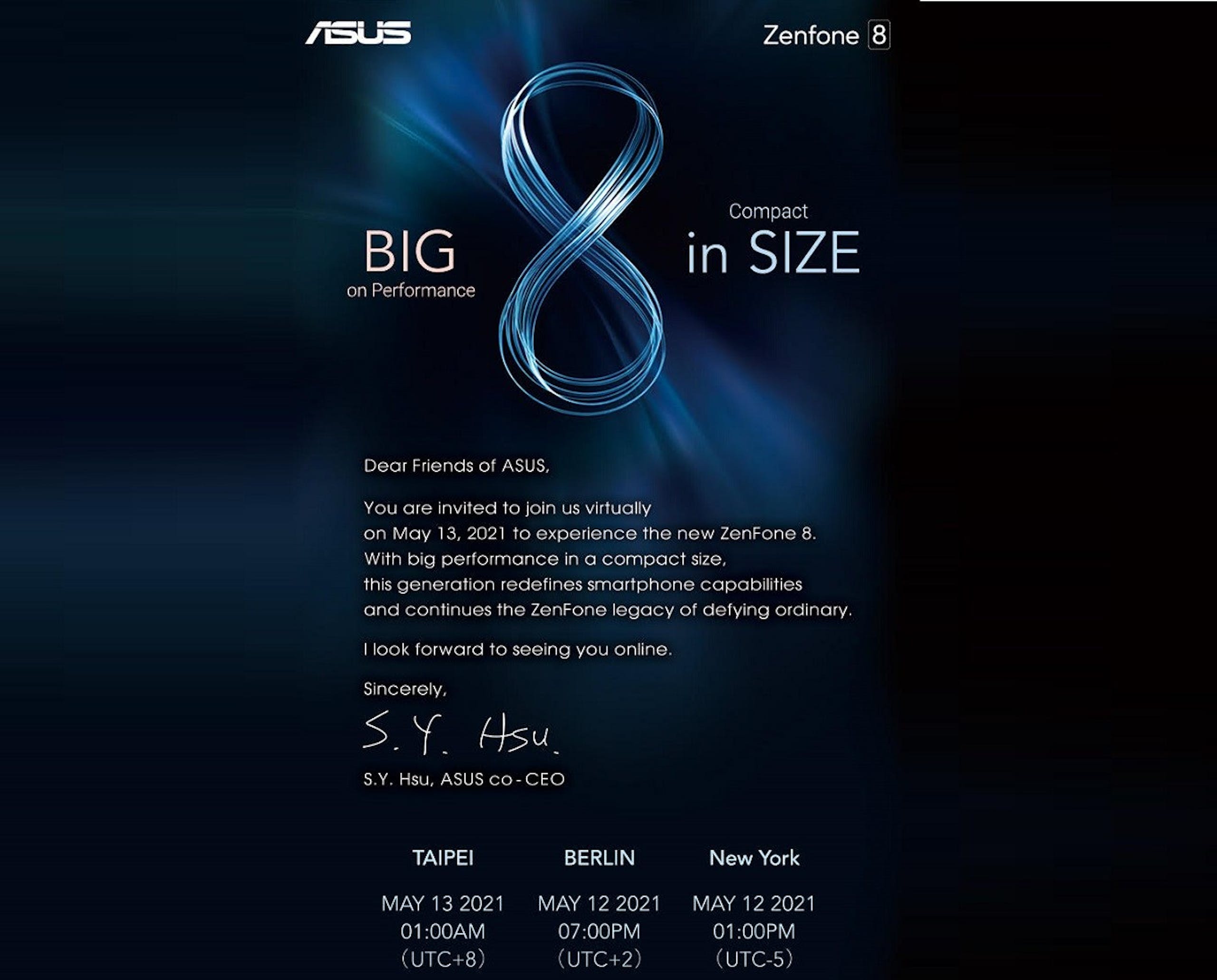照片中提到了ASUS、Zenfone 8、Compact，包含了屏幕截圖、平面設計、牌、屏幕截圖、儀表