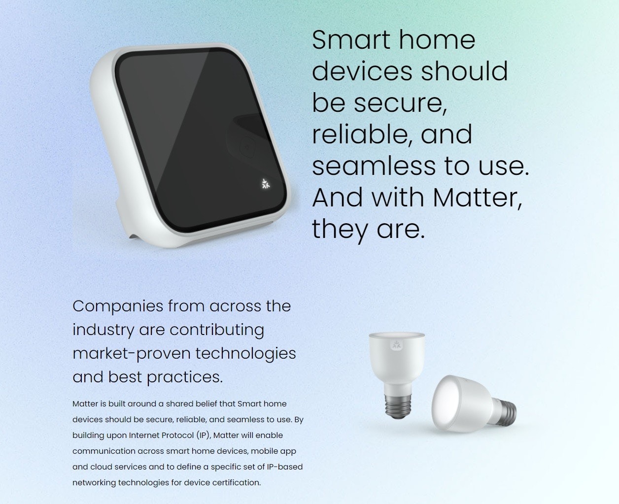 照片中提到了Smart home、devices should、be secure,，包含了產品設計、產品、牌、儀表、字形