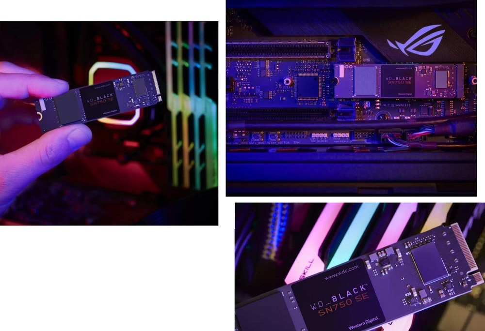 照片中提到了WD.BLACK、N750 SE、WD BLACK，跟ROG電話、傑克·威爾斯有關，包含了光、光、紫色、顯示裝置、小工具