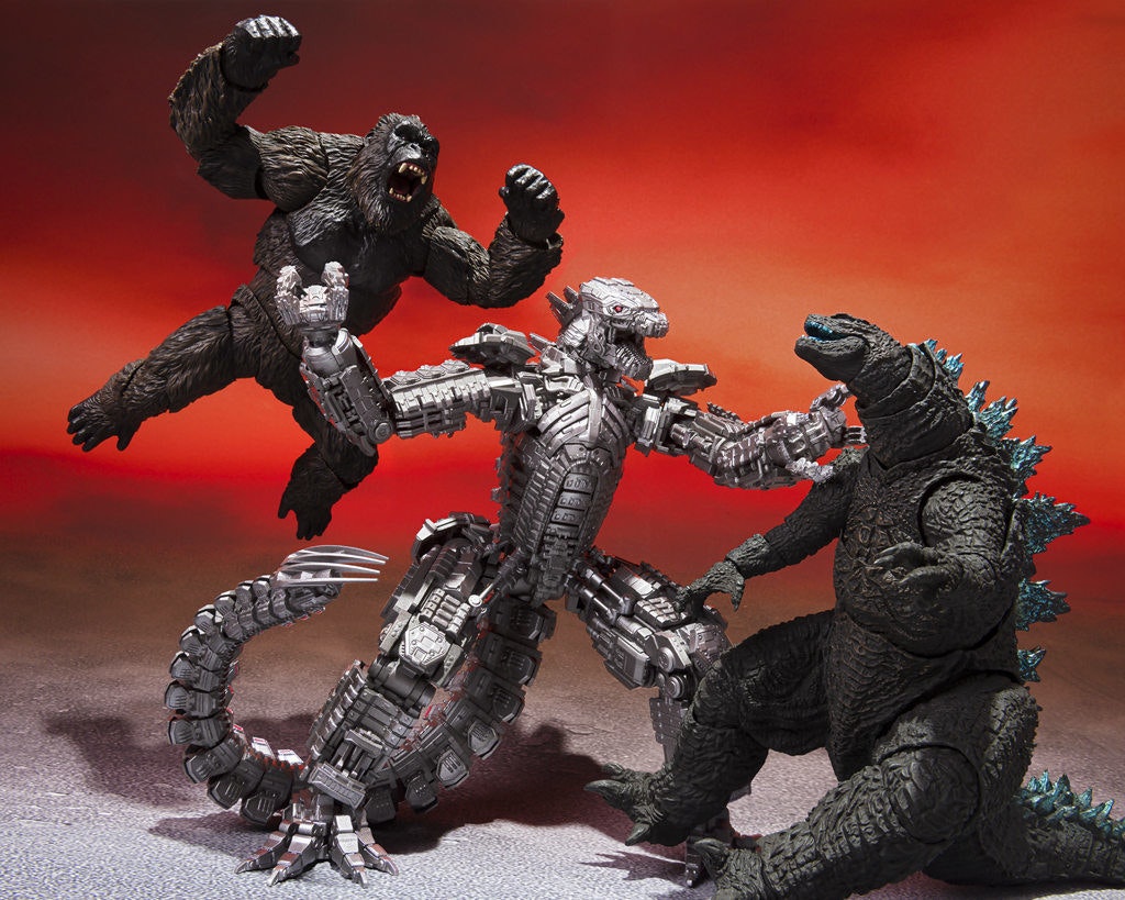 The photo includes sh Monsterarts mechagodzilla 2021, Mecha Godzilla, Godzilla vs. King Kong SHMonsterArts Mechagodzilla, Godzilla vs. King Kong SHMonsterArts, Godzilla SHMonsterArts Mechagodzilla