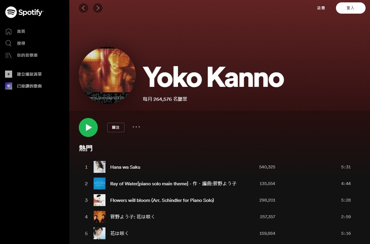 照片中提到了註冊、登入、Spotify,跟東京 東京有關,包含了Spotify、Spotify、播放清單、流媒體、阿蘭·杜克洛瓦