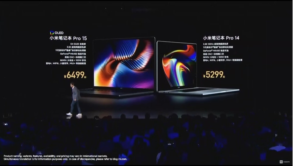 小米發表兩款EVO 認證的Tiger Lake H35 搭配MX450 筆電，為3.5K OLED