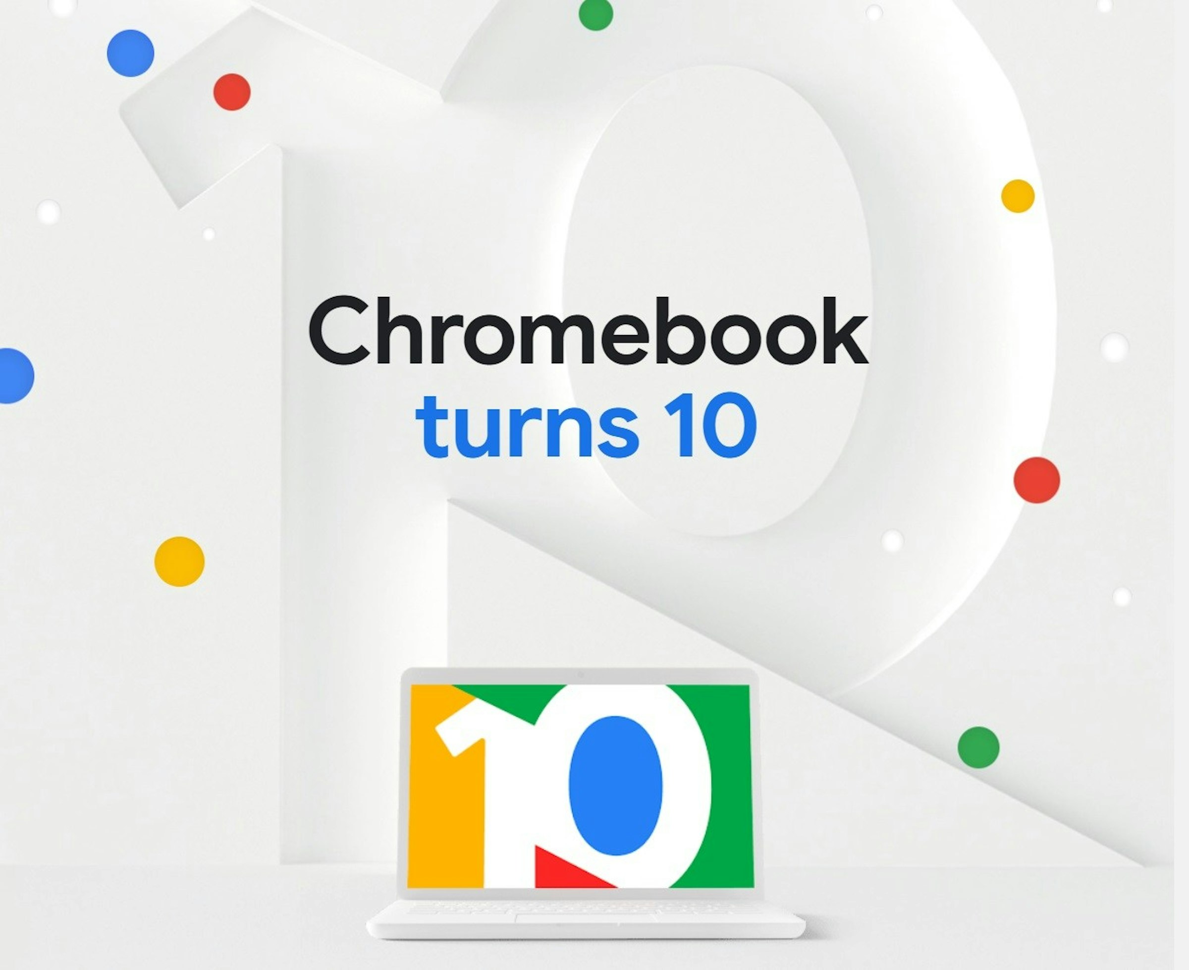 照片中提到了Chromebook、turns 10，跟TOT公眾有限公司有關，包含了平面設計、平面設計、商標、產品設計、牌