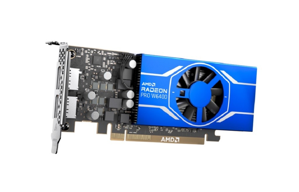 照片中提到了AMDA、RADEON、PRO W6400,包含了Radeon Pro、Radeon Pro、電腦硬件、AMD Radeon RX系列、AMD公司