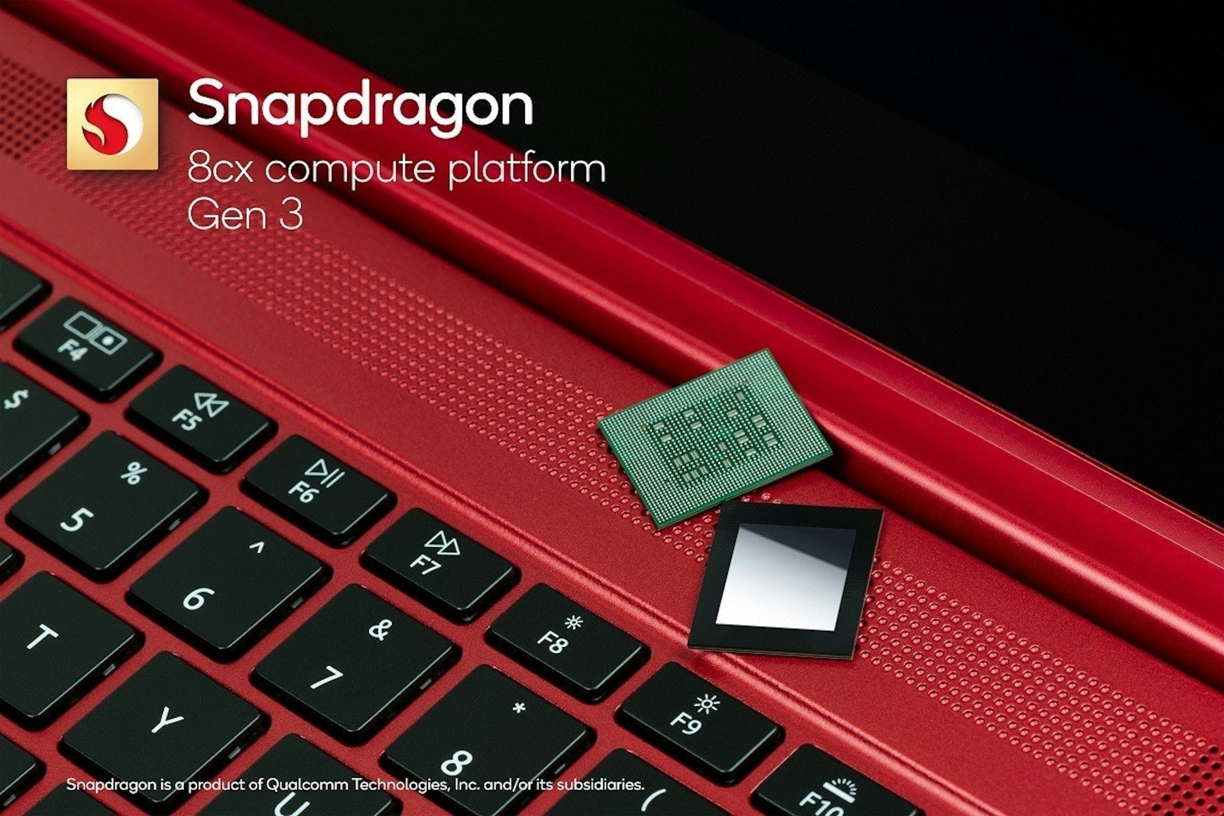 照片中提到了S、S Snapdragon、T，跟高通公司有關，包含了驍龍 8cx 第 3 代、筆記本電腦、金魚草8CX、5 nm製程、高通金魚草