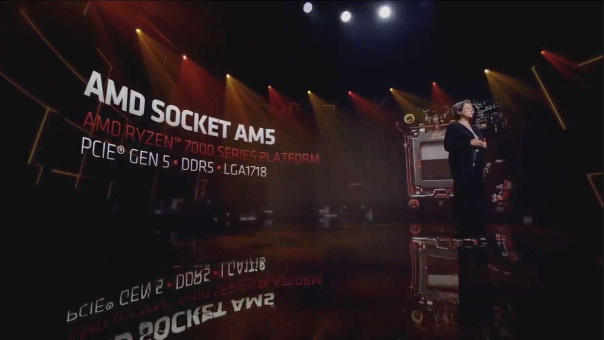 照片中提到了AMD SOCKET AM5、AMD RYZEN" 7000 SERIES PLATFORM、PCIE® GEN 5 DDR5 · LGA1718，包含了階段、插座 AM5、雷岑、插座AM4、CPU插座