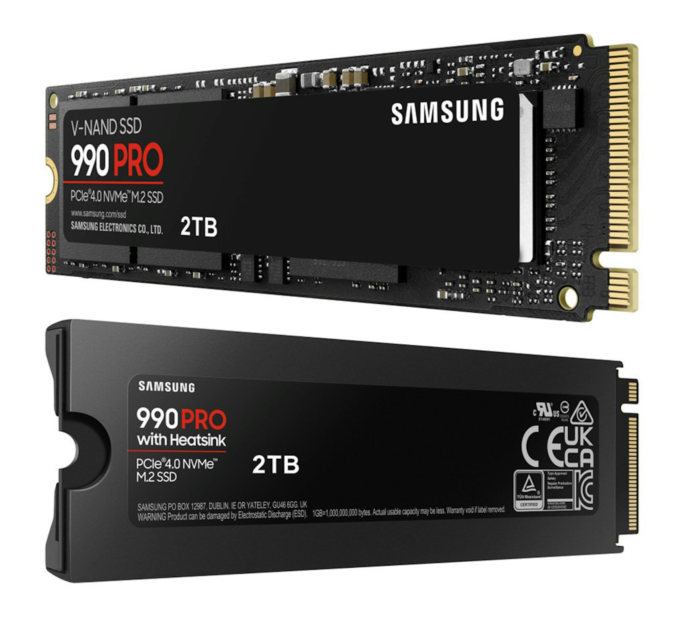 照片中提到了- PRIR、V-NAND SSD、990 PRO，包含了三星、三星980 PRO SSD、M.2、三星、2 TB