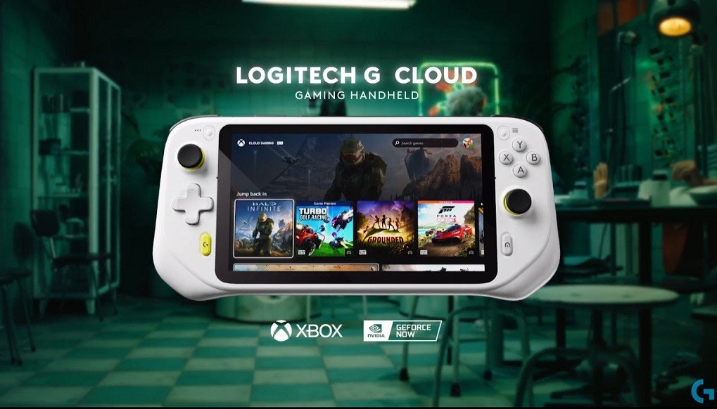 照片中提到了LOGITECH G CLOUD、GAMING HANDHELD、CLOUD GAMING,跟的Xbox、英偉達有關,包含了遊戲、的PlayStation 4、PlayStation Vita、掌上游戲機、Xbox One