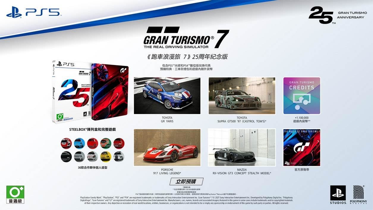 圖 PS5與PS4的GT賽車7實體版將於1月7日起預定