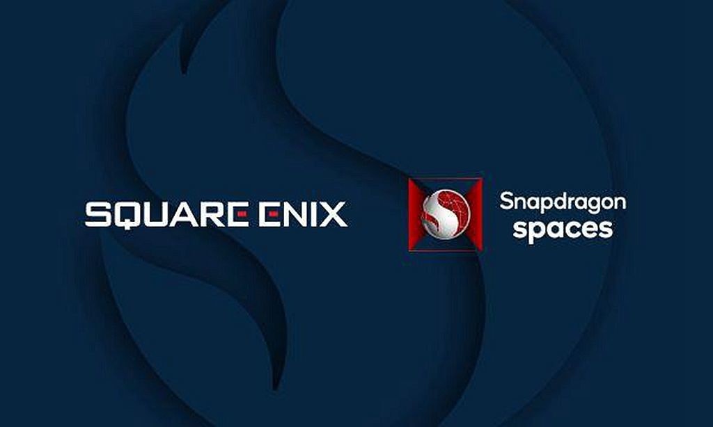 照片中提到了SQUARE ENIX、Snapdragon、spaces,跟Square Enix公司、高通公司有關,包含了Square Enix公司、平面設計、商標、字形、牌