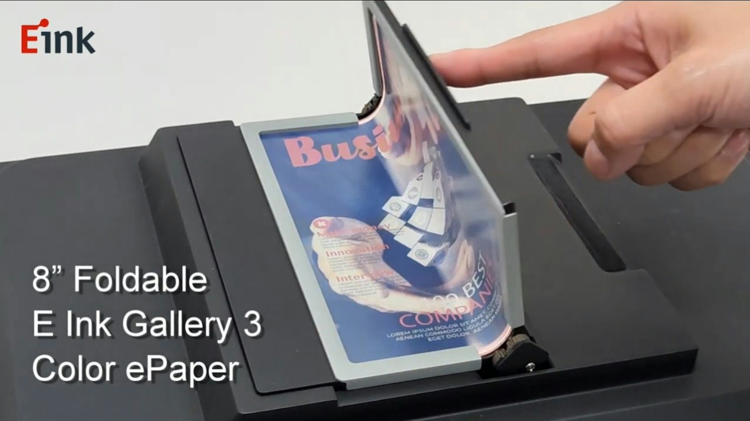 照片中提到了Eink、Bus、8" Foldable，跟電子墨水公司、鮑勃埃文斯餐廳有關，包含了小工具、電子產品、產品設計、設計、多媒體