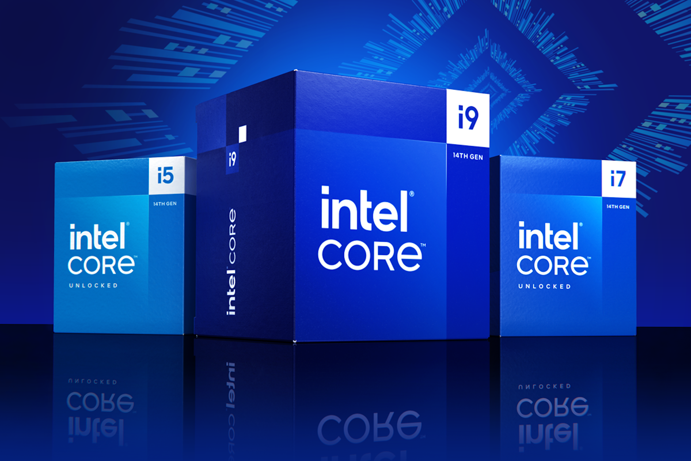 照片中提到了intel®、CORE、UNLOCKED，跟第 9 頻道有關，包含了顯示裝置、英特爾酷睿i5、中央處理器、英特爾、猛禽湖