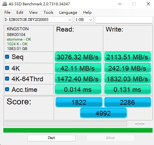 金士頓平價大容量Kingston NV2 2TB PCIe Gen 4 SSD 評測，單面元件低耗