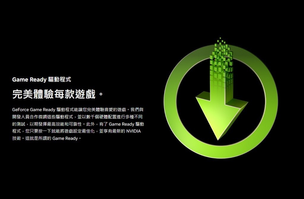 照片中提到了Game Ready St、完美體驗每款遊戲。、GeForce Game Ready 驅動程式能讓您完美體驗喜愛的遊戲。我們與,包含了圖形、英偉達RTX、英偉達、DLSS、圖形