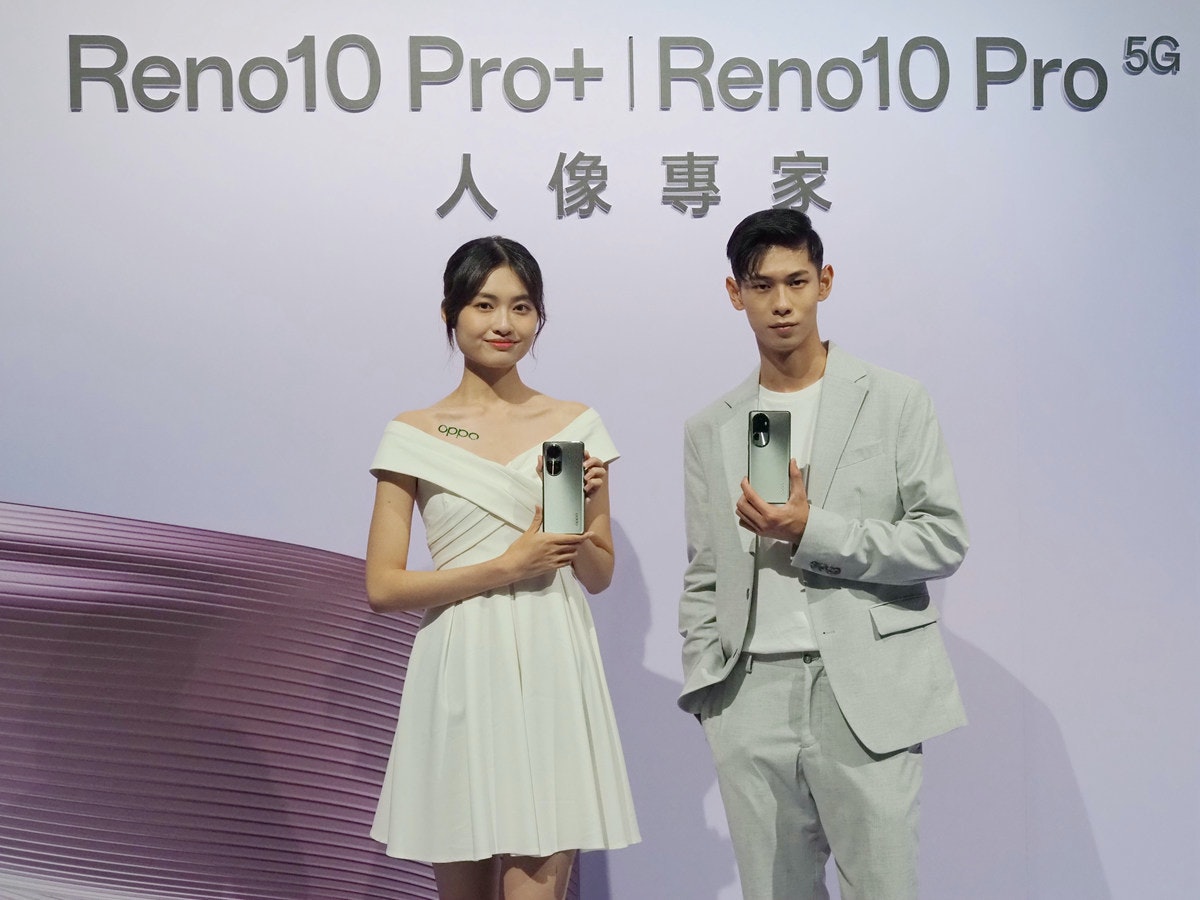 照片中提到了Reno10 Pro+ | Reno10 Pro、人像專家、oppo,包含了通訊、人的、時尚、人類行為、通訊