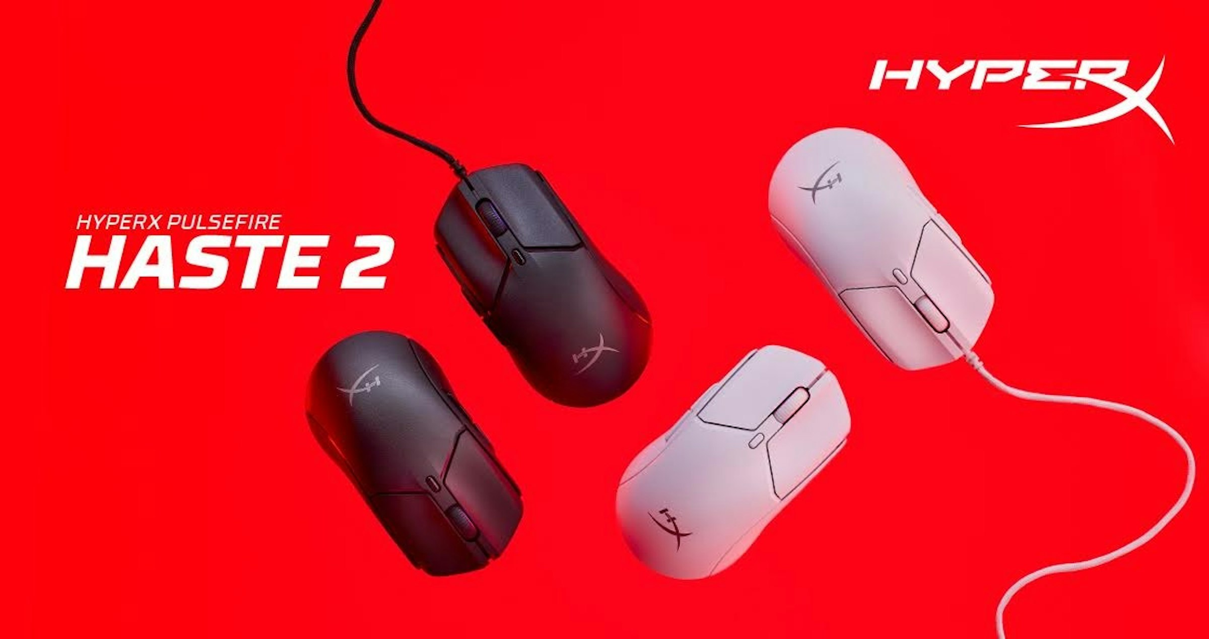 照片中提到了HYPERX PULSEFIRE、HASTE 2、HYPER，跟克里斯蒂、飛得有關，包含了超級加速器 2、電腦鼠標、HyperX Pulsefire Haste 2 有線超輕遊戲鼠標、遊戲鼠標、HyperX Pulsefire急速遊戲鼠標